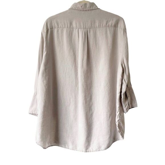 Zara V Neck Button Front Collared in Mid Mink Shirt Top Small - Picture 2 of 8
